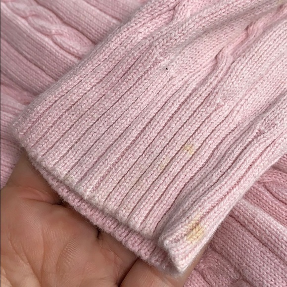 IZOD Cable Knit Long Sleeve V Neck Pink Sweater Medium women’s top - Picture 8 of 8